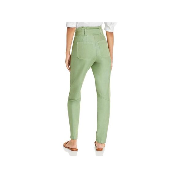A.L.C Women's Green Textured Pocketed High Waisted Straight leg Cargo - Picture 3 of 8